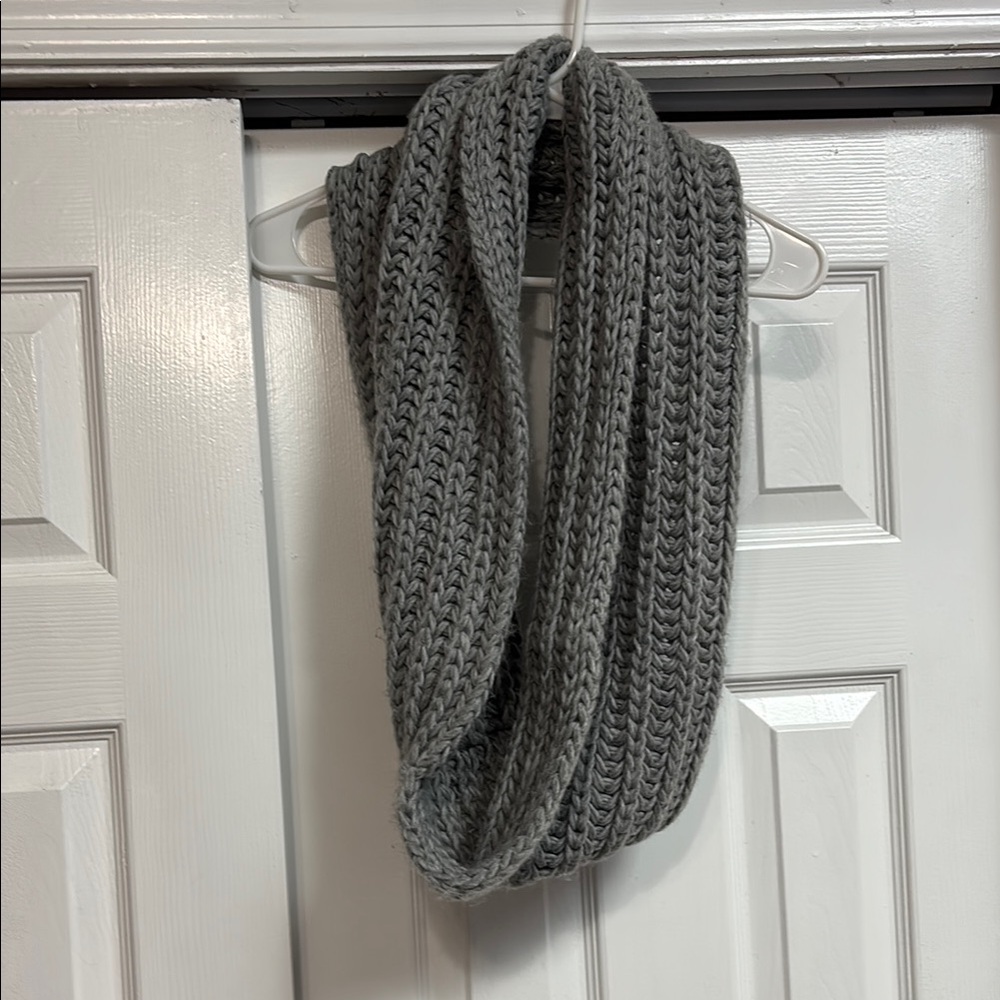 Cozy Gray Knit Infinity Scarf
